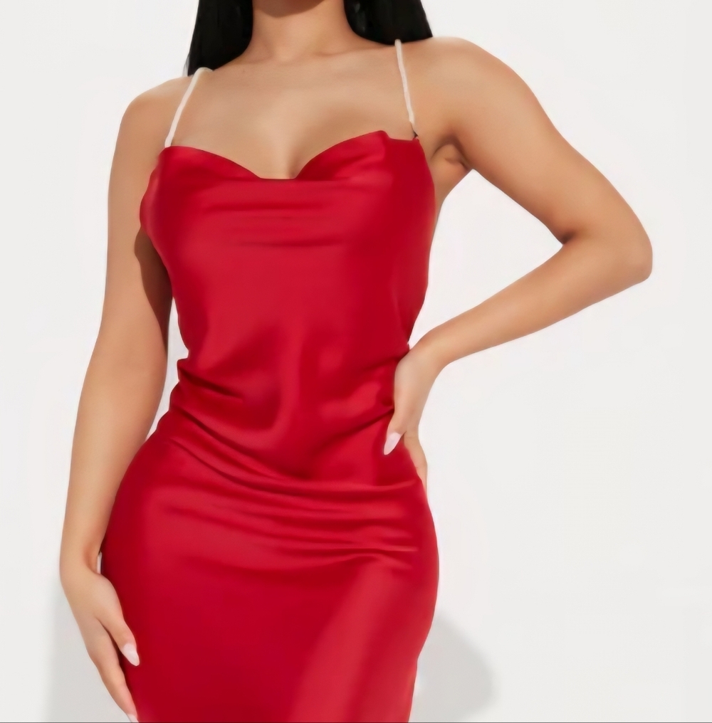 Nwt. Elegant Red Satin Dress
